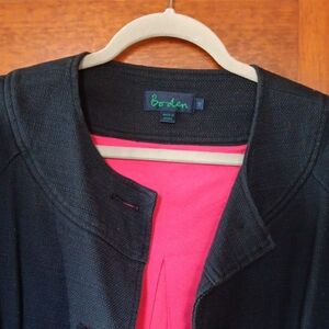 Boden Elegant Black Blazer with Vibrant Pink Interior